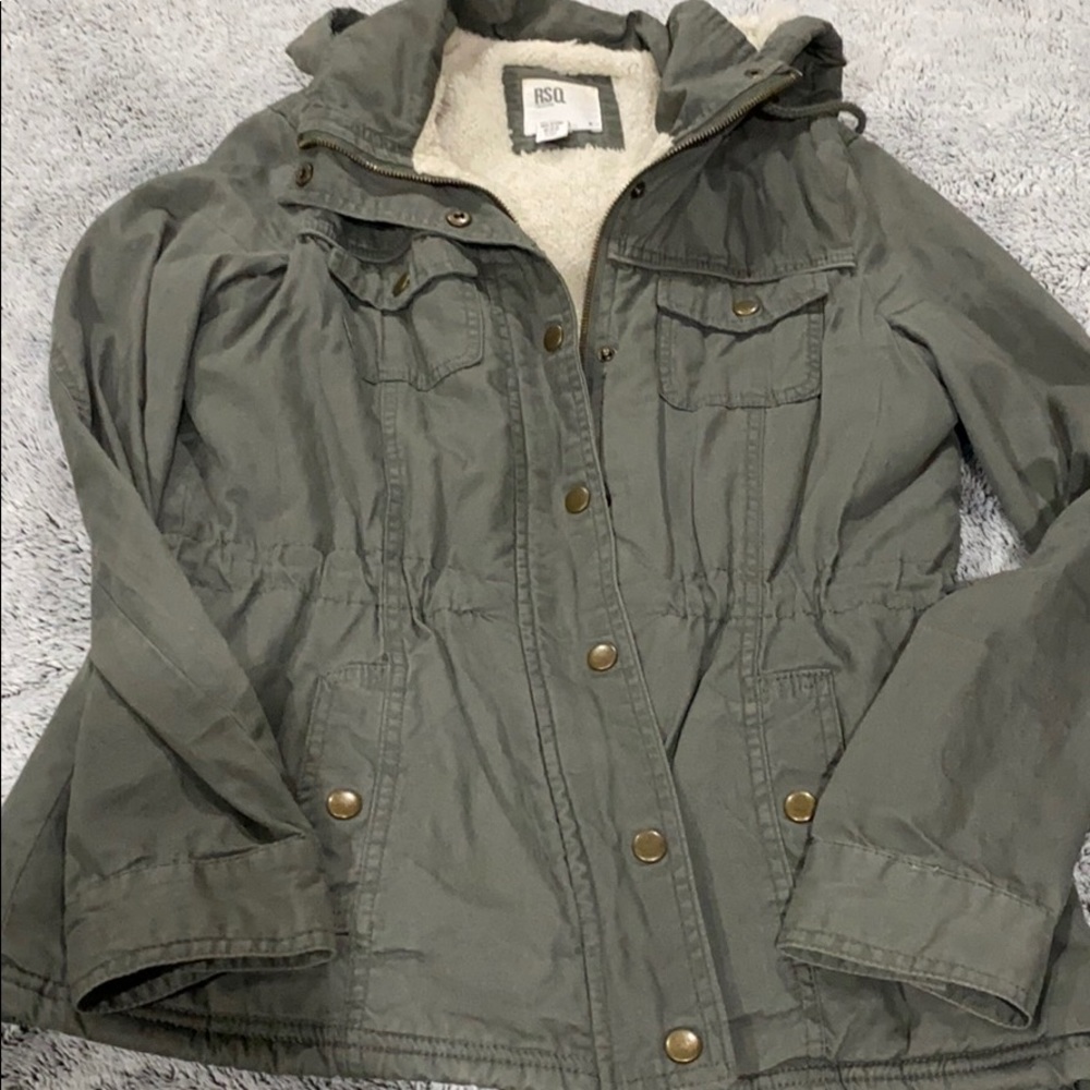 Army green utility jacket